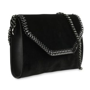 Falabella Stella McCartney Velvet Clutch Evening Bag Black Hardware Mint conditi